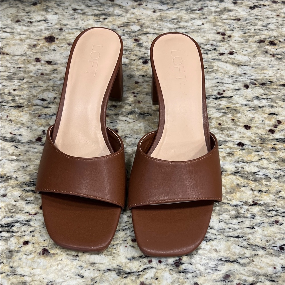 LOFT Women's Tan Block Heel Sandals